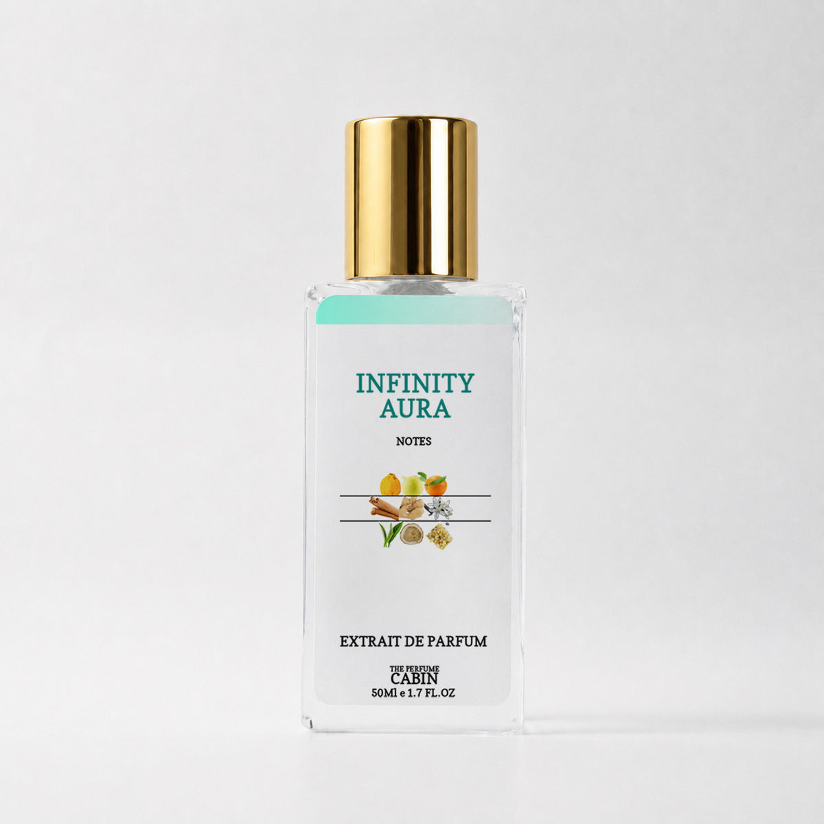 PERFUME BOTTLE ON WHITE BACKGROUND 50ML INFINITY AURA