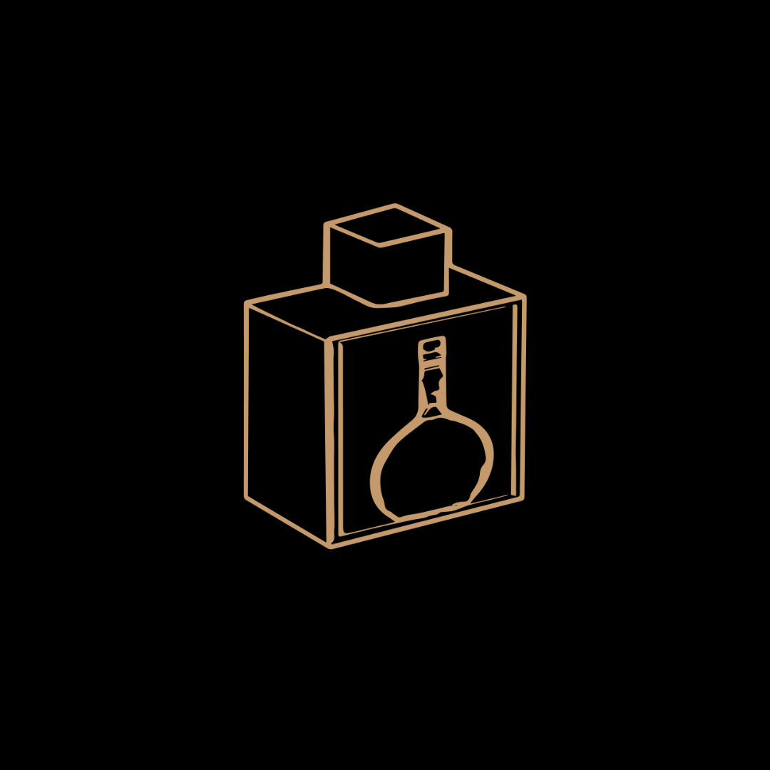 THE PERFUME CABIN LOGO GOLD COLOR ON BLACK BACKGROUND
